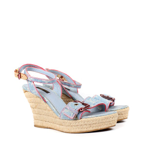 LOUIS VUITTON - Denim wedge sandals (T39)