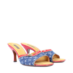 LOUIS VUITTON - Denim heeled sandals (T39.5)