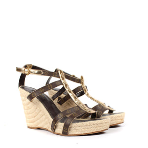 LOUIS VUITTON - Monogram wedge sandals (T39)