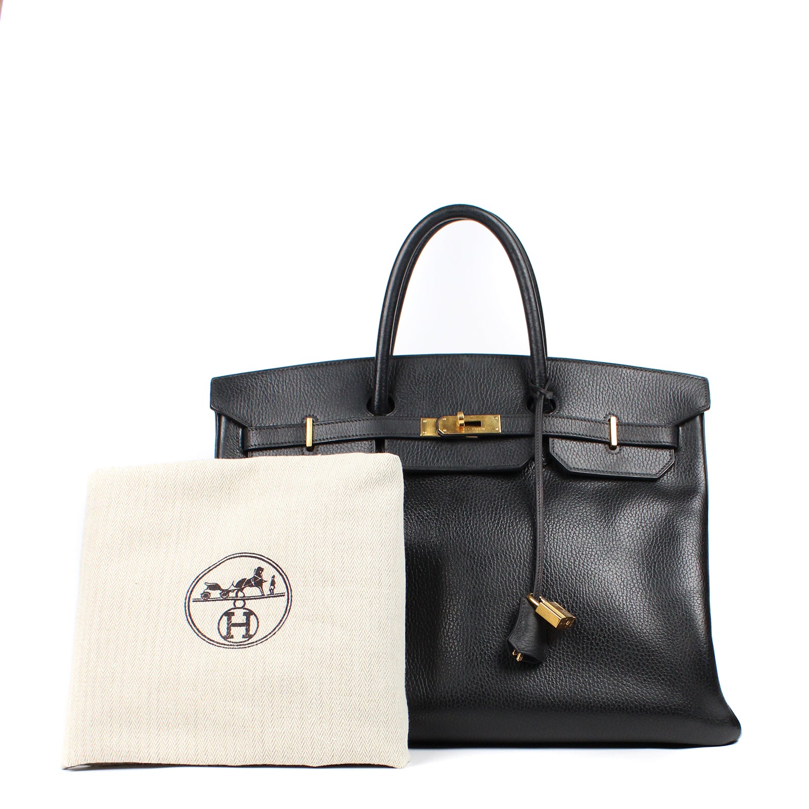 HERMÈS - Birkin 40 in black togo leather 