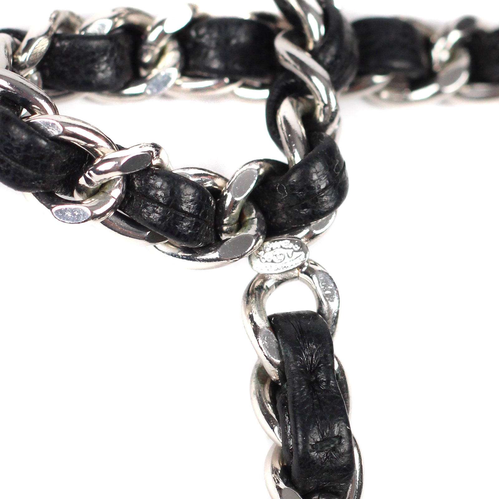 CHANEL - Ceinture chaîne cuir (T85)