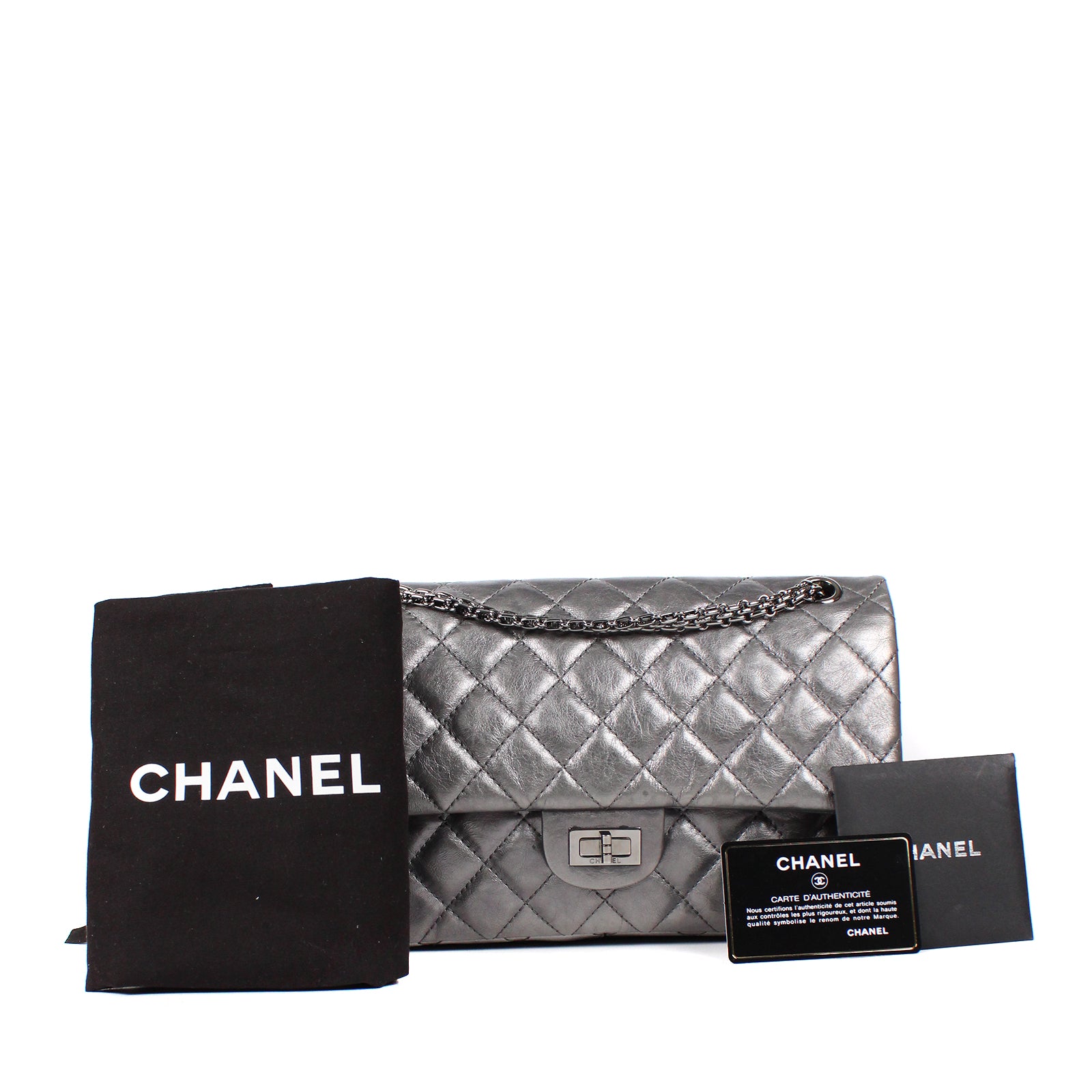 CHANEL - 2.55 bag in gray leather
