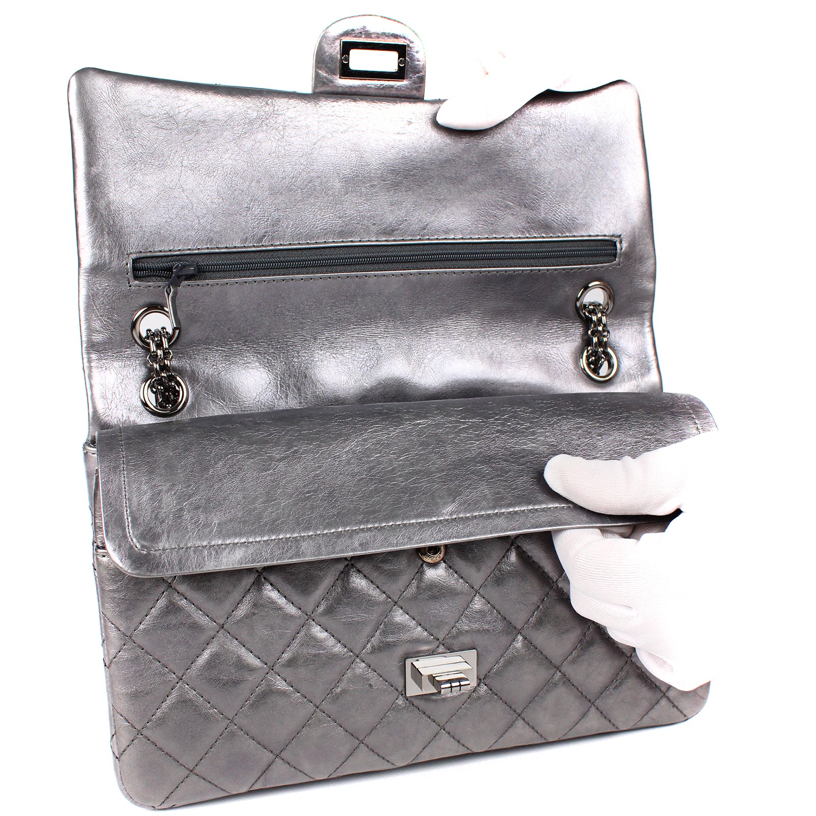 CHANEL - 2.55 bag in gray leather
