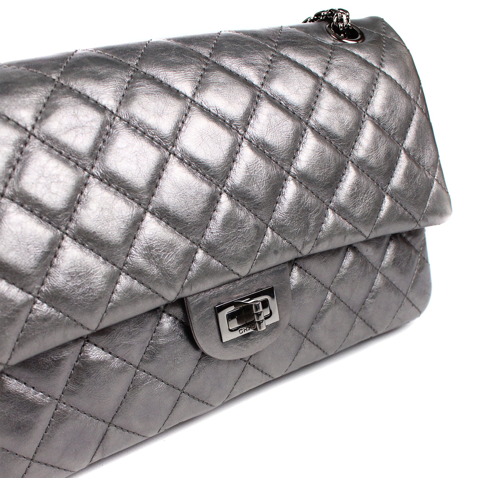CHANEL - 2.55 bag in gray leather