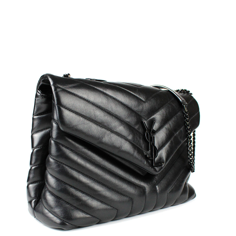 SAINT LAURENT - Loulou moyen en cuir matelassé full black