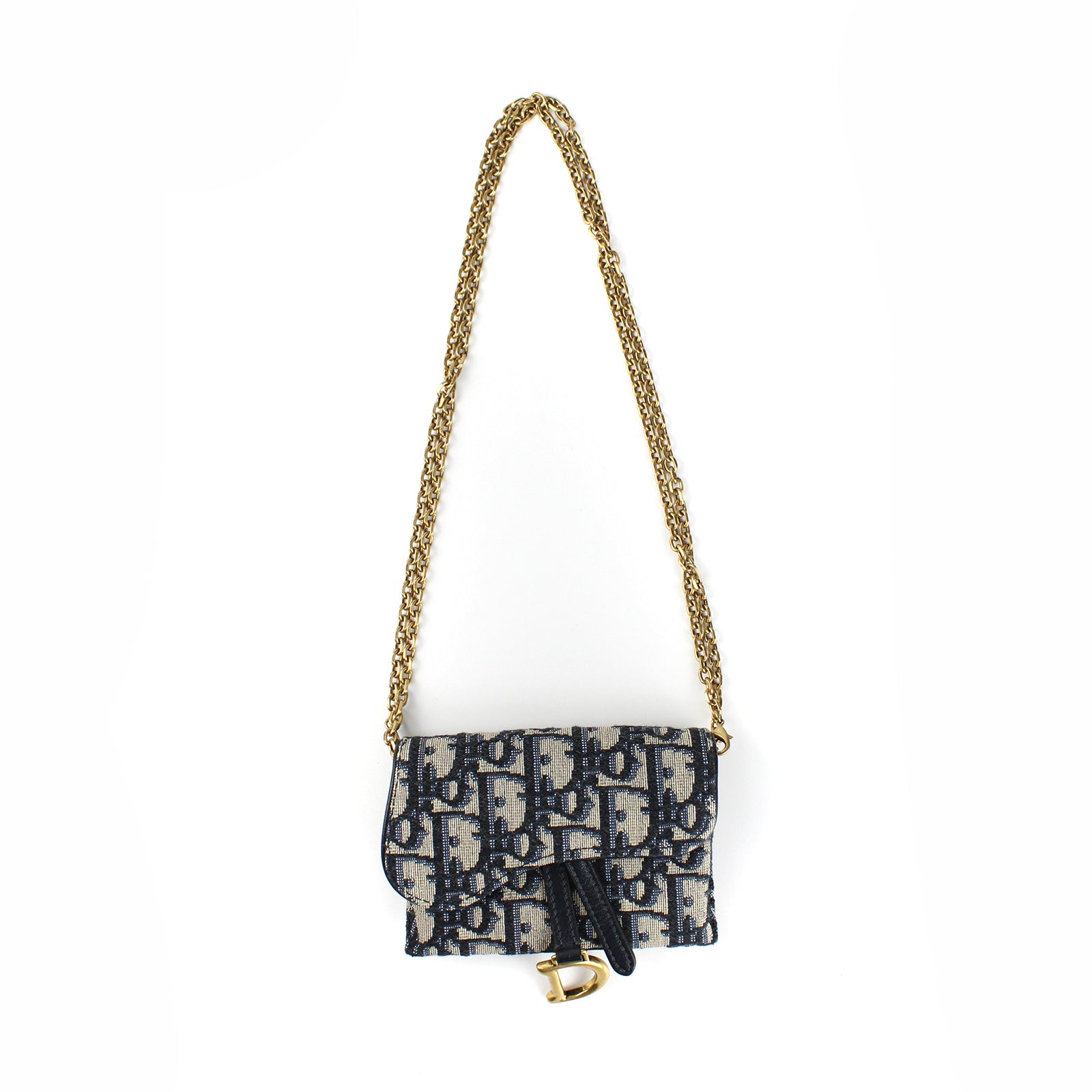 DIOR - Petit portefeuille Saddle chaîne
