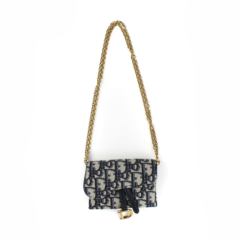 DIOR - Petit portefeuille Saddle chaîne