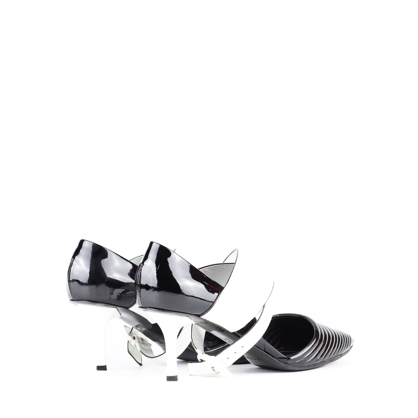 White leather strappy pumps