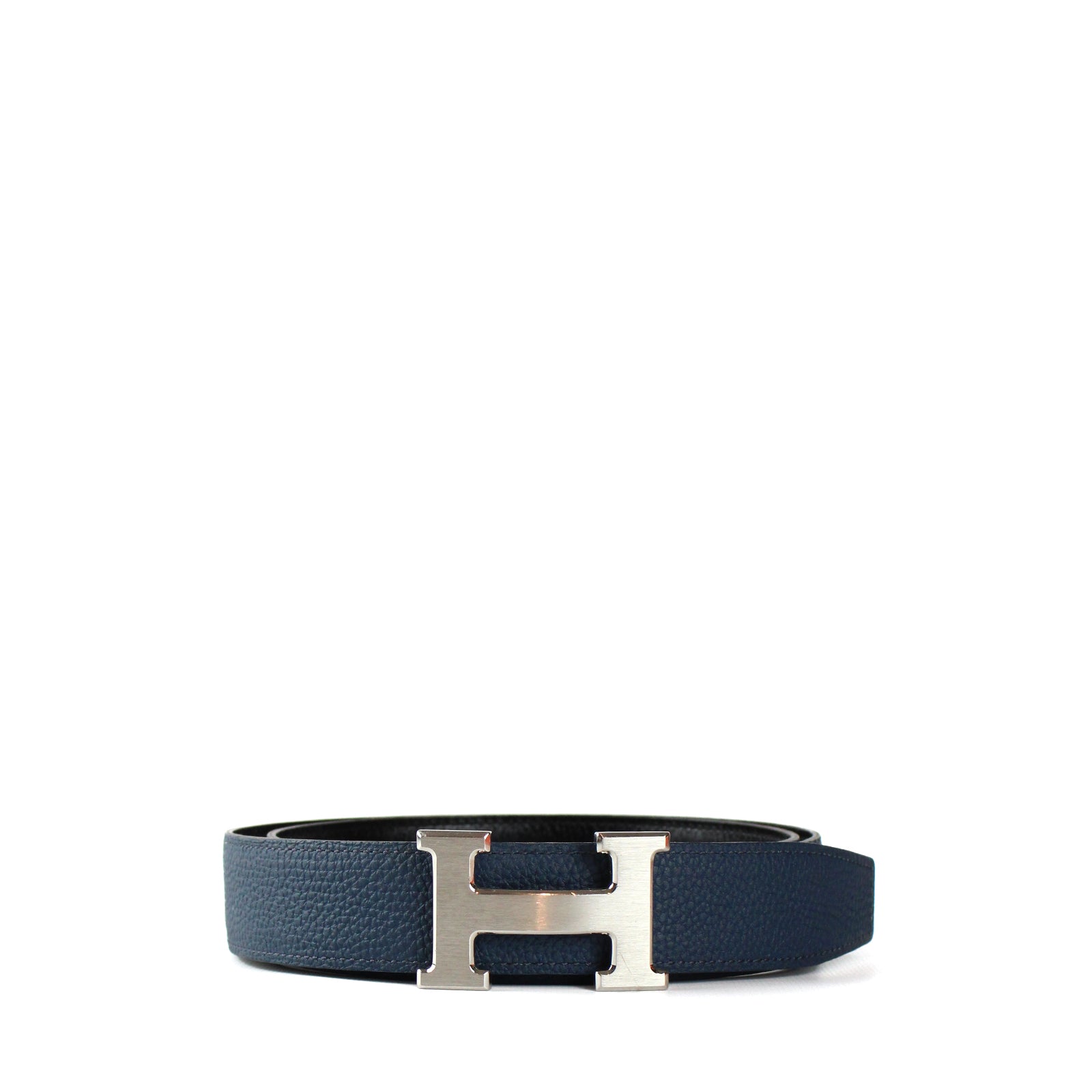HERMÈS - Reversible belt with silver buckle (T95)