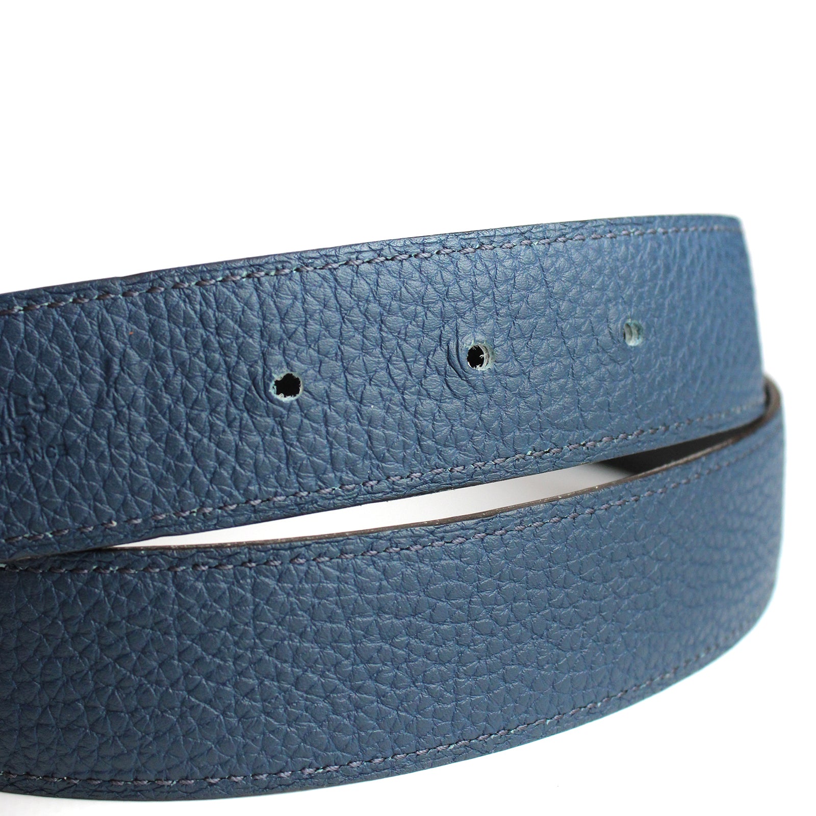 HERMÈS - Ceinture réversible avec boucle argentée (T95)