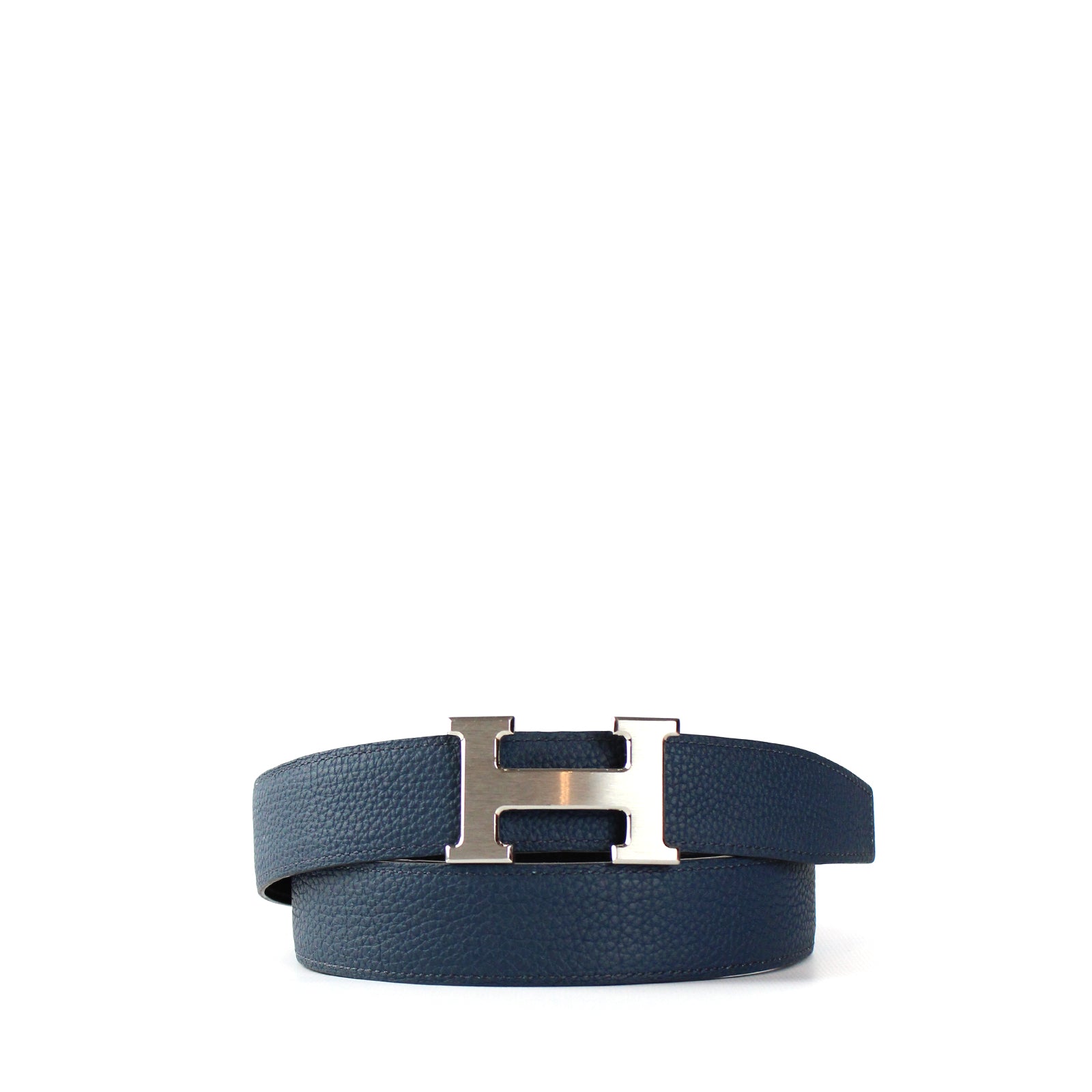 HERMÈS - Ceinture réversible avec boucle argentée (T95)