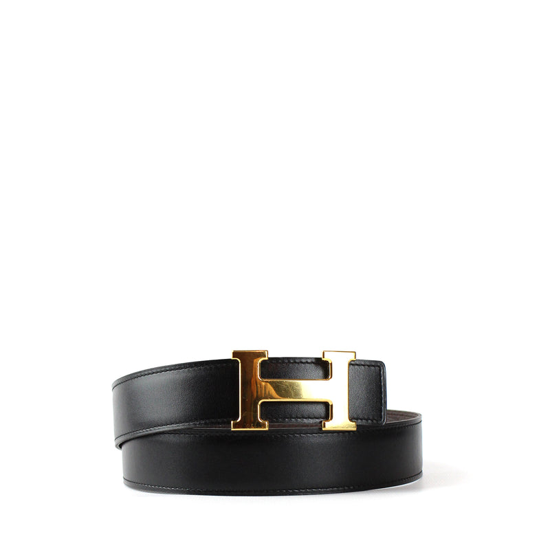 HERMÈS - Ceinture réversible avec boucle dorée (T80)
