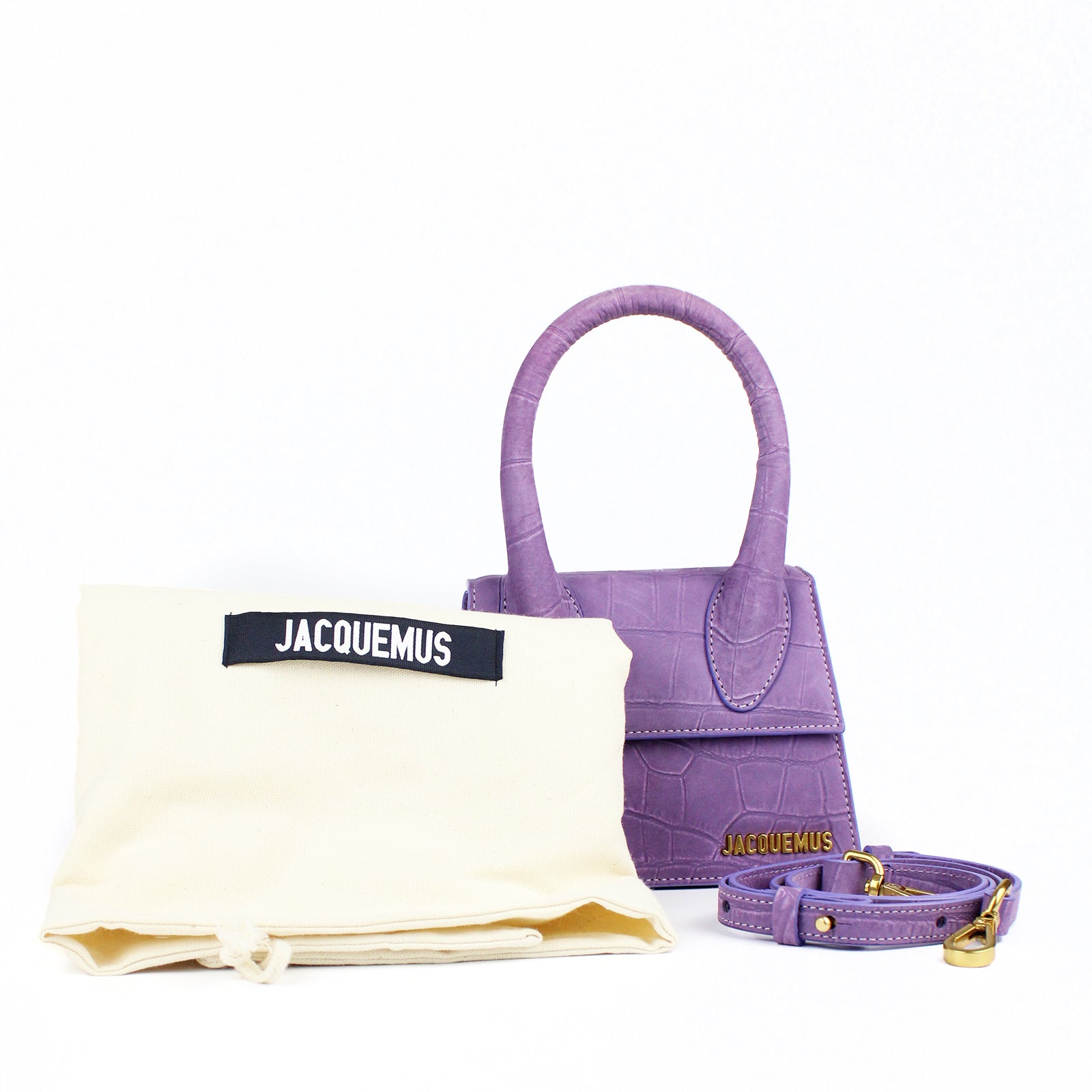 Medium croc-effect chiquito in suede 