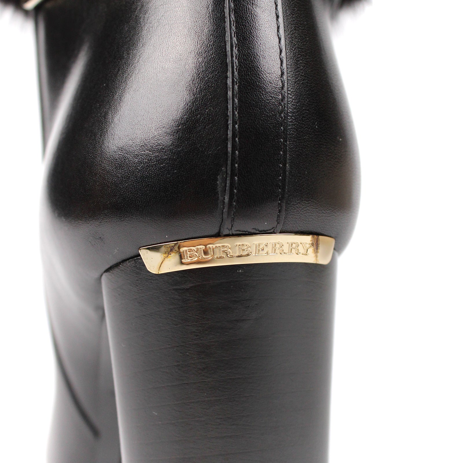 BURBERRY - Bottes en cuir et fourrure (T35)