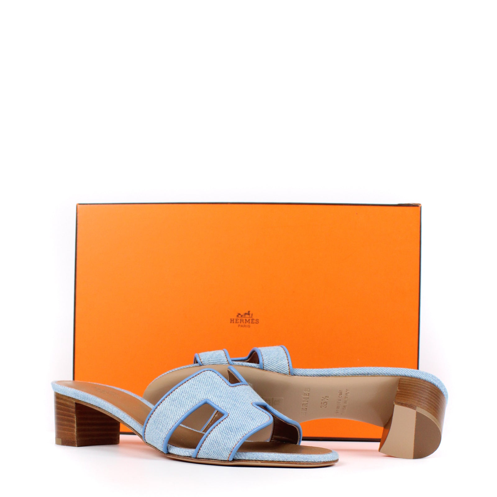 HERMÈS - Sandales Oasis en denim (T35,5)