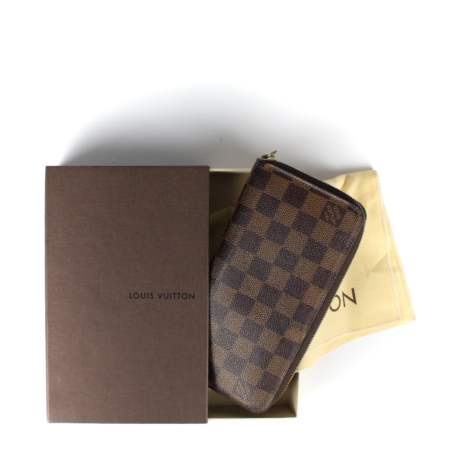 LOUIS VUITTON - Portefeuille Zippy damier ébène