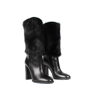 BURBERRY - Leather and fur boots (T35)
