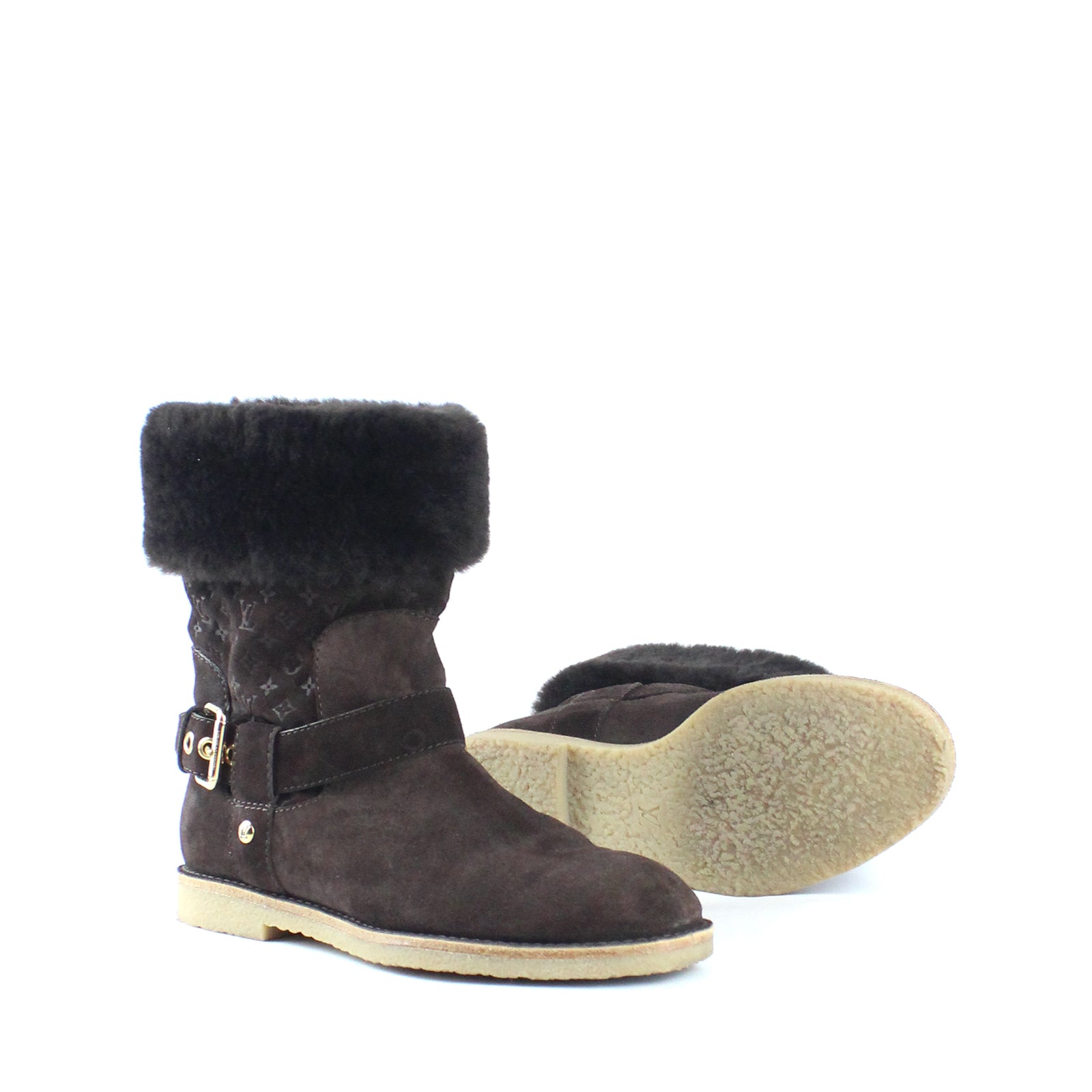 LOUIS VUITTON - Bottes fourrées en daim (T37,5)