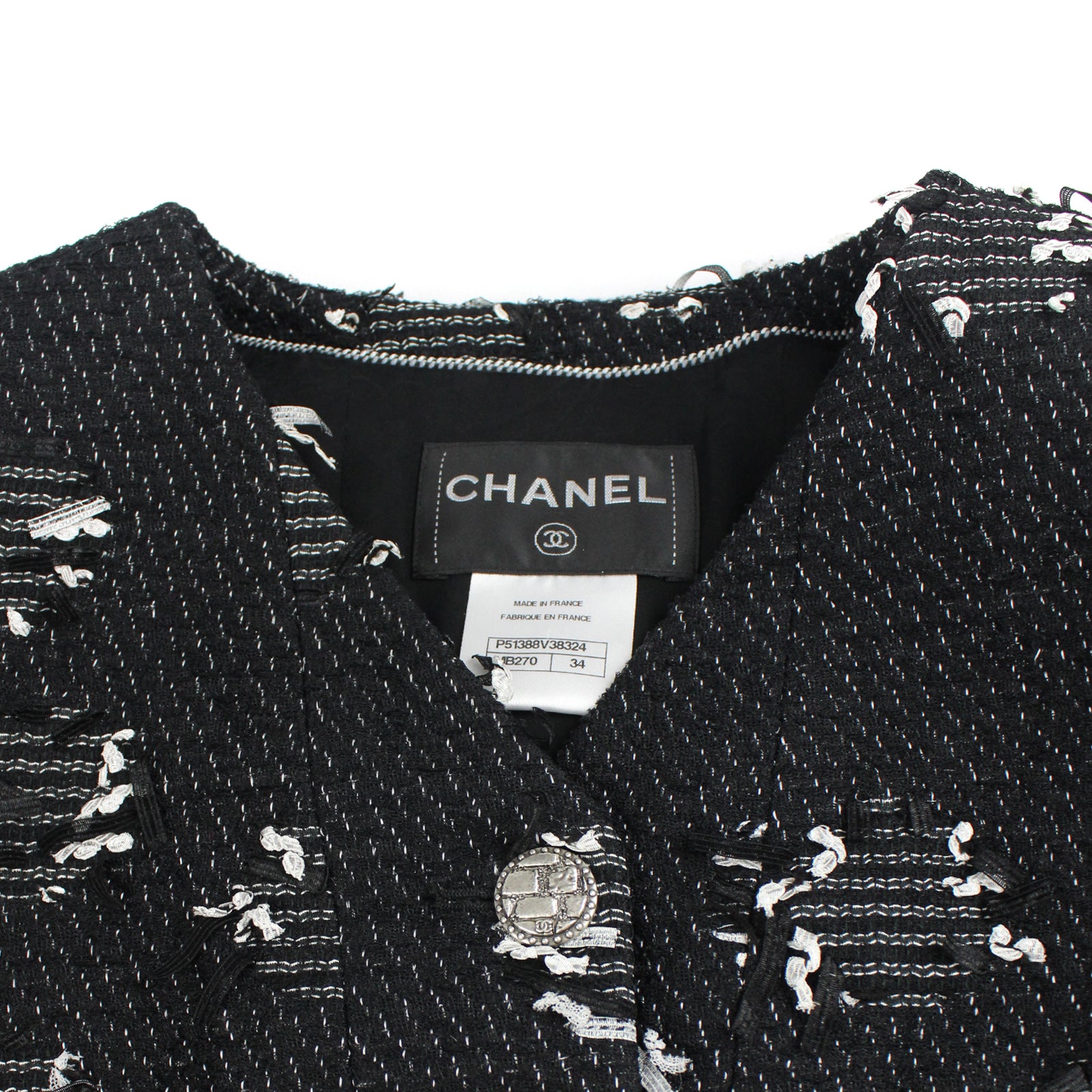 CHANEL - Veste courte effet déchiré (T34)