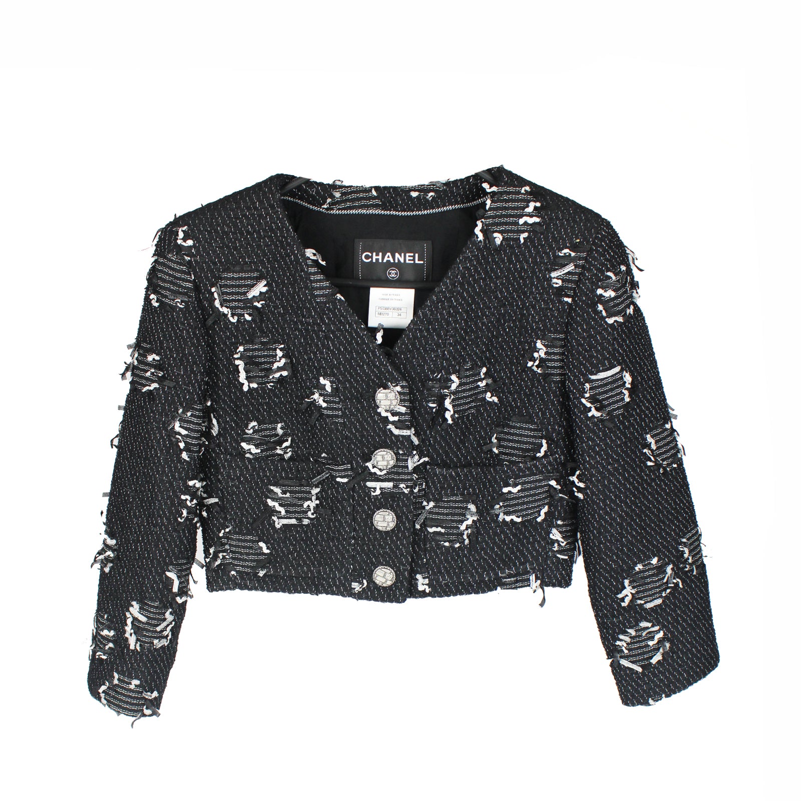 CHANEL - Veste courte effet déchiré (T34)